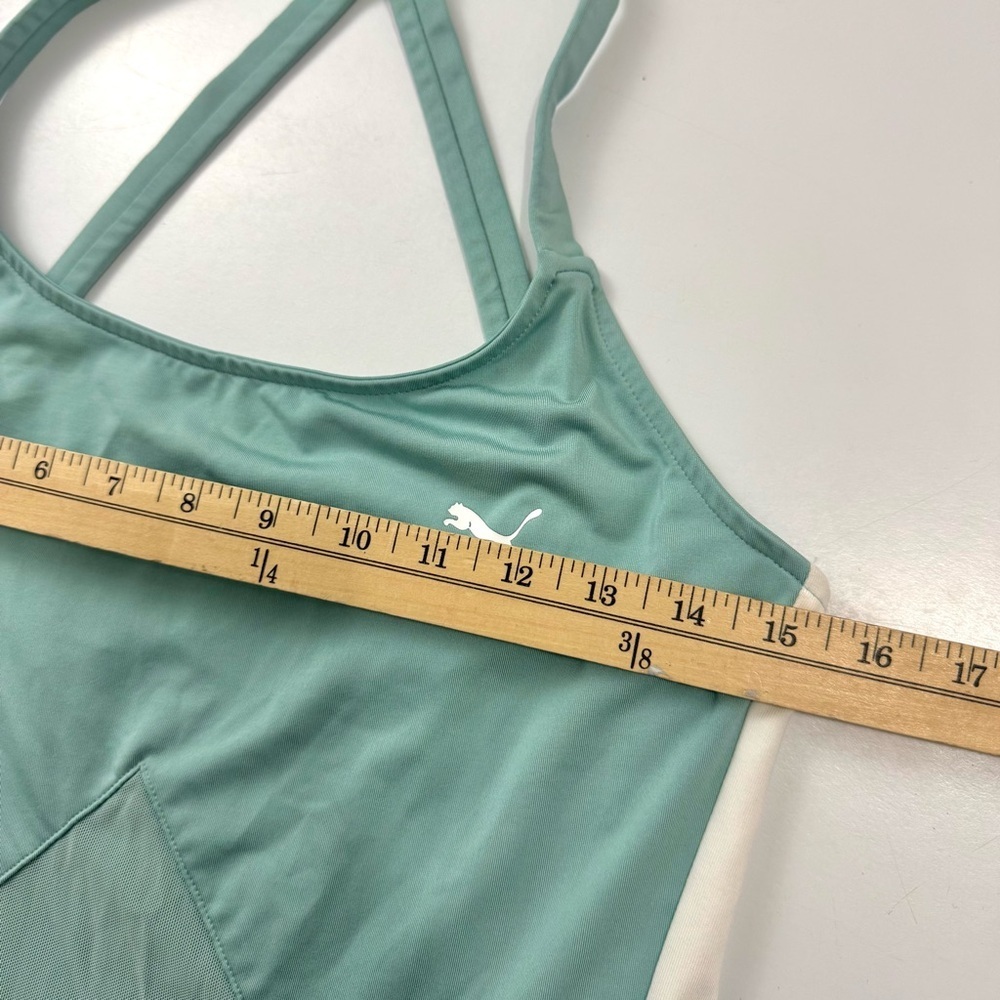 Puma Archive T7 sleeveless jumpsuit in Sage green / white side stripes Yoga Sz L - Picture 10 of 14